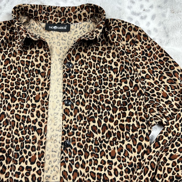 Sag Harbor Cheetah Print Shacket Women’s Size XL Non-Wrinkle - Picture 3 of 5